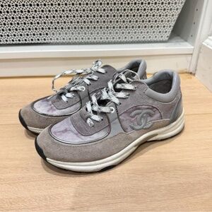 Chanel Grey and silver sneakers
